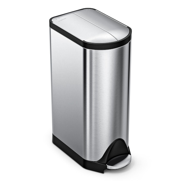 30 Liter/8 Gallon Butterfly Lid Kitchen Step Trash Can, Brushed Stainless Steel